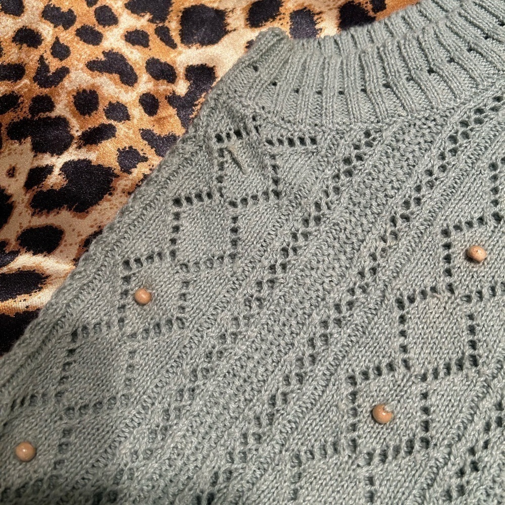 Jantzen Sage Green Knit Button-Up Vest - Picture 5 of 6